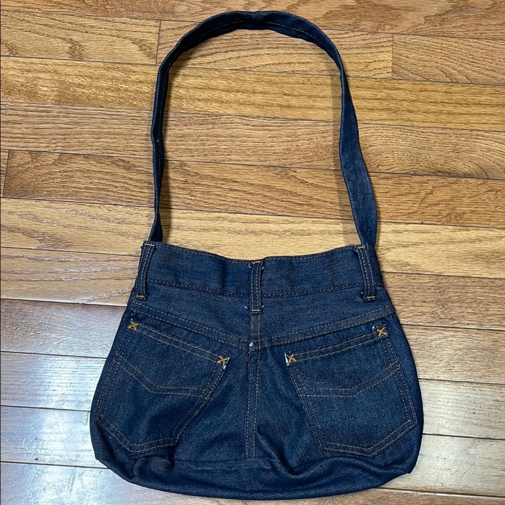 70s Sears Denim Jean Shoulder Tote Bag Vintage